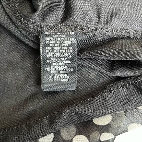 Mlle Gabrielle Black White Polka Dot Surplice Sleeveless Chiffon Dress Women 2X - Picture 8 of 16